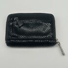 Fossil Wristlet Wallet Black Leather Snake Embossed Key Zipper Around No Strap