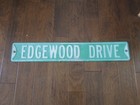 Vintage Metal Street Road Sign Edgewood Drive Heavy Gauge Embossed White Letters