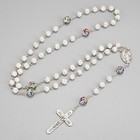 White With Colorful Beads Rhinestones Crystal Beads Catholic Rosary Necklace