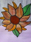 Vintage Stained Glass Sunflower Hanging Window Art
