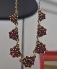 Antique Victorian Rose Cut Bohemian Garnet  Necklace Gilt 900 Silver  Bohemian