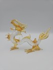 Glass Dragon Figurine Gold Crystal Chinese Feng Shui Statue Collectible Gift Box