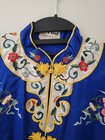 Vintage Royal Blue Silk Hand Embroidered Chinese Robe Medium-fully Lined