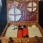 Vintage Picnic Basket  made In England For Brooks Brothers Est 1818  W tableclth