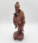 Vintage Hand Carved Wooden Statue Of A Chinese Fisherman 17 5cm H