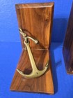 2 Solid Brass Nautical Anchor Hardwood Bookends 1 With Brass Name Plate