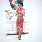 Chinese Traditional Silk Satin Cheongsam Women Summer Qipao Dress Evening Gowns