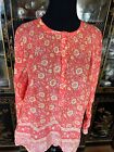 J  Crew New Orange Yellow Flower Cotton Sleeves Button Pleated Shirt Tunic 16 T