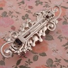 Vintage Clear Crystal Simulated Pearl Silver Tone 3 3 4  Hair Barrette