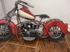 Vintage-style Red And Black Metal Motorcycle Sculpture Model Red Collectible