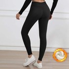 Autumn Winter Women Fleece Leggings Letter Embroidery Design Warm Velvet