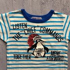 Denim Dungaree T-shirt Medium 130cm Blue Striped Penguin Japan Baby Tee