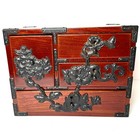Japanese Vintage Intricate Iron-bound Wooden Box Tansu Chest Of 4 Drawers