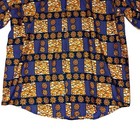 Burnt Orange   Blue Squares  African Print Collar Shirt
