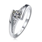New Hot Selling Silver Plated Stainless Steel Rings For Women Square Cubic