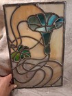 Vintage Art Nouveau Style Stained Glass Floral Window Panel 9 5  X 14 