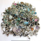 Wholesale Lot  Larimar   Mix Gemstone Rings 925 Sterling Silver Plated Jewelry