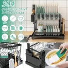 Elegant 2 Tier Black Stainless Dish Rack Stylish Space Saving Kitchen Organizer