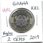 Ghana 2 Cedis 2019 K82 Eagles   Jubilee House In Accra  Bimetal Security  Cheap