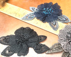 Embroidered Applique Layered Flower Leaves 4x5 5  Hand Sewn Beads 1pc