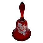 Artist Signed C  Peltier Ruby Red Glass Bell Westmoreland 1980 Hand Painted Vtg 