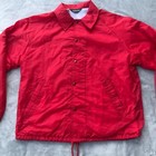 The Warm Up Vintage Windbreaker Jacket  Mens Large Red Long Sleeve Lined Snap