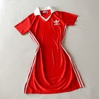 Adidas Originals Red 3-stripes Football Jersey T-shirt Dress Women s M