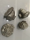 Lot Of 4 Vintage Ice Cream Molds Chocolate Pewter Floral Patterns See Pics