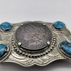 Morgan Silver Dollar   Turquoise Belt Buckle