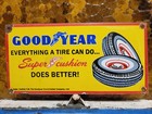 Vintage Goodyear Porcelain Sign Old 49  Tires Gas Automobile Parts Dealer Garage