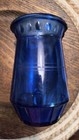 Vintage 6 Inch Tall Cobalt Blue Glass Vase  Very Nice Design   Heavy  14 Oz  