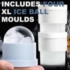 4 Pack Large Ice Ball Mold Silicone Sphere Tray Whiskey Round Ice Cube Maker