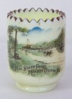 Victorian Uranium Custard Glass Souv Toothpick Flag Staff Park Mauch Chunk Pa