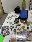 Junk Drawer Lot Miscellaneous Items  Vintage Coins Baseball Cards  Jewelry Jjdm