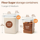 3 Pcs Airtight Flour And Sugar Container For Pantry - 5lb Flour Capacity - 7 1 I