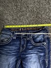 Rock Revival Men   s Blue Jeans Embroidered Contrast Stitch Denim 31