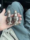 Antique Us Sterling 2 579 Oz Unweighted Silver Salt   Pepper Shakers Pair