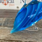 Glass Blue Dolphin Figurine  Hand Blown Nautical Paperweight  Coastal Fish Decor