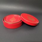 Vintage Otagiri Laquerware Christmas Tree Coasters With Holder Red Gold Set Of 6