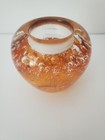 Hand Blown Glass Amber To Clear Bubble Votive Tea Light Candle Holder