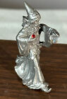 Vintage 1988 Pewter Wizard W  Crystal Ball   Red Rhinestone 
