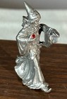 Vintage  1988 Spoontiques Pp627 Pewter Wizard  W  Crystal Ball   Red Crystal