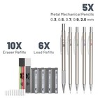 Mr  Pen- Metal Mechanical Pencil Set With 20 Piece Set  Black multi-color