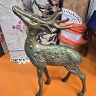 Vintage Solid Brass Deer Reindeer Buck Figurine Mcm Christmas Decor