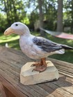 Vintage Hand-carved And Painted Wooden Scultpure Of A Seagull