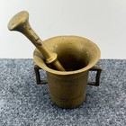 Antique Brass Mortar And Pestle Set Heavy Solid Brass Apothecary Herb Grinder