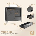 36  Grey Bathroom Vanity Set With Vessel Sink   Storage Cabinet  Barn Door