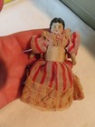 Antique Bisque Head Miniature Dollhouse Doll In Original Outfit German