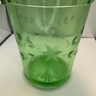 Vntg Depression Glass Etched Art Deco Ice Bucket W metal Handle 1930s