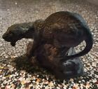 Panther Cast Iron 3 1 4  Jaguar Puma Jungle Cat Crouching Statue Black 14 3 Oz 